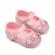 Pantofiori roz cu sclipici si floricele (marime disponibila: 6-9 luni (marimea