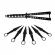 Set briceag fluture si sase cutite de aruncat, black fury, ideallstore®, otel inoxidabil, negru