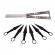 Set briceag fluture  si sase cutite de aruncat, black fury, ideallstore®, otel inoxidabil, teaca inclusa