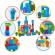Set educational cu blocuri din lemn, 100 piese ricokids orasel