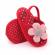 Pantofiori decupati rosii cu margareta roz (marime disponibila: 9-12 luni