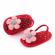 Pantofiori decupati rosii cu margareta roz (marime disponibila: 9-12 luni