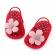 Pantofiori decupati rosii cu margareta roz (marime disponibila: 9-12 luni