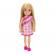 Barbie papusa chelsea blonda cu rochita roz in carouri