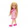 Barbie papusa chelsea blonda cu rochita roz in carouri