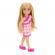 Barbie papusa chelsea blonda cu rochita roz in carouri