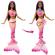 Barbie papusa sirena floarea magica cu par brunet si coada roz