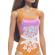 Papusa barbie bruneta cu costum de baie inflorat