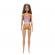 Papusa barbie bruneta cu costum de baie inflorat