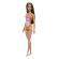 Papusa barbie bruneta cu costum de baie inflorat