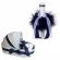 Trusou botez in landou si lumanare cu floricele, decor bleumarin denikos® 103
