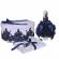 Set elegant trusou botez, cutie trusou si lumanare, decor dantela bleumarin