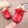 Pantofiori rosii imblaniti pentru fetite - bella (marime disponibila: 3-6 luni
