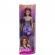 Papusa barbie fashionistas bruneta cu rochie mov cu paiete