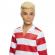 Papusa ken barbie fashionistas blond cu bluza polo dungi rosii albe