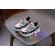 Adidasi albi cu negru cu luminite - car (marime disponibila: marimea 22)