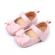 Pantofiori roz luciosi pentru bebelusi cu funda (marime disponibila: 3-6 luni