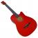 Chitara clasica din lemn depox®, red raven, 95 cm, model cutaway, rosie, husa inclusa