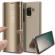 Husa Flip Stand Clear View Compatibila Samsung Galaxy A7 2018 Gold