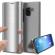 Husa Flip Stand Clear View Compatibila Samsung Galaxy A7 2018 Silver