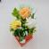 Aranjament floral deosebit 3 trandafiri cutie , flori de sapun,buburuza, 10x10 cm