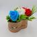 Aranjament floral deosebit 9 trandafiri cutie , flori de sapun,buburuza, 15x15x15 cm