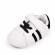 Adidasi albi cu dungi negre pentru bebelusi (marime disponibila: 9-12 luni