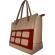 Geanta din piele naturala bej-rosie 31x28x14