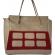 Geanta din piele naturala bej-rosie 31x28x14